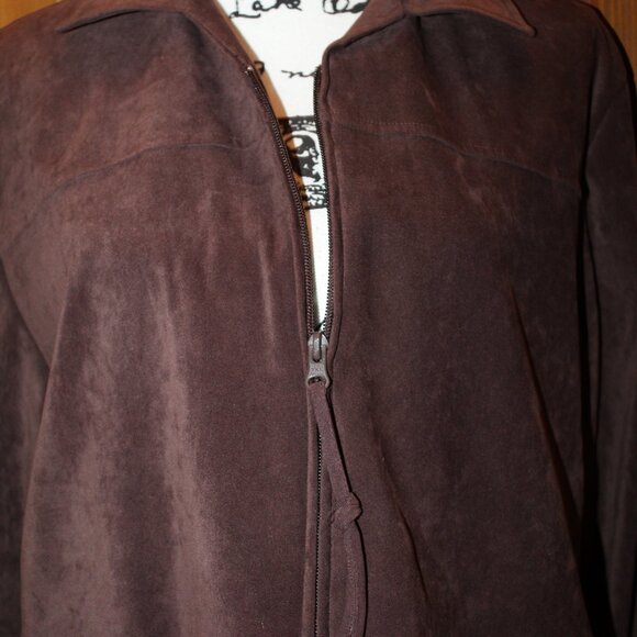 Joanna Petite Zipped Velor Jacket Choclate Brown SIze PM - Picture 4 of 7